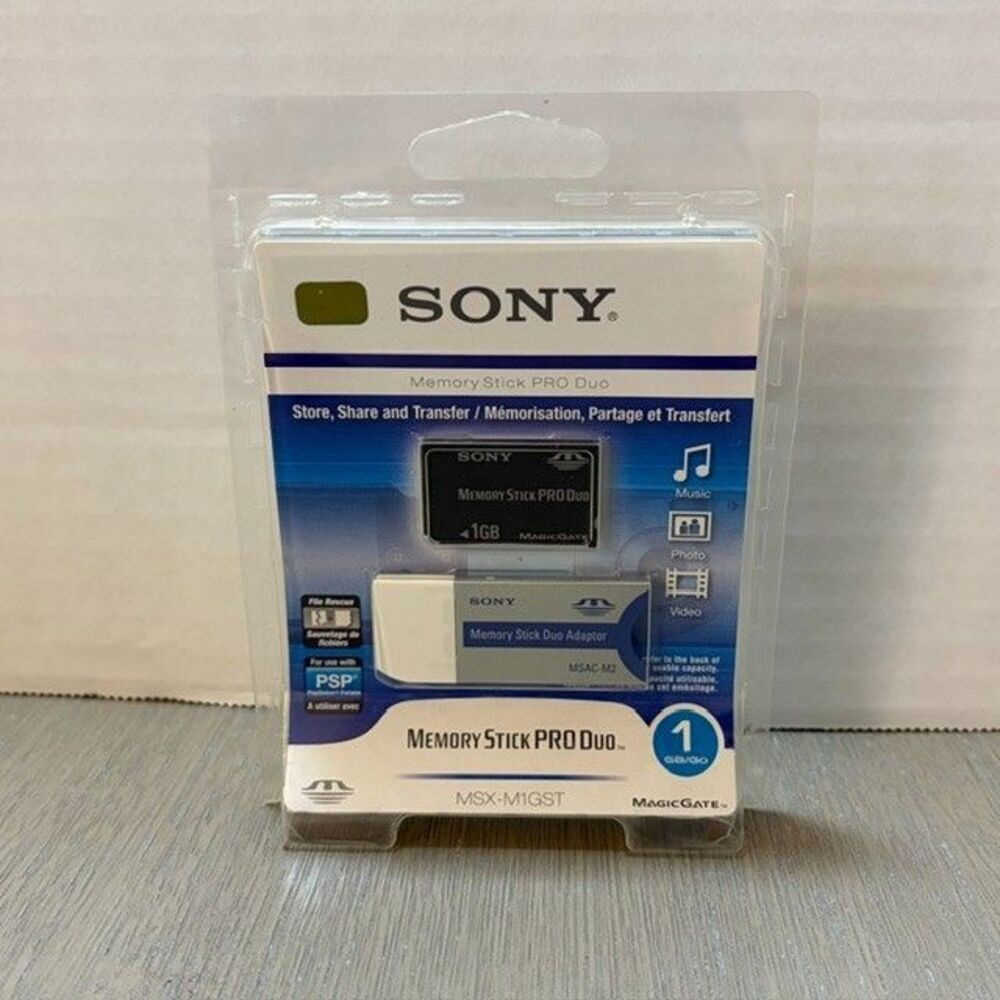 Sony Memory Stick PRO Duo 1GB MagicGate MSX-M1GST w/ Adapter Sealed